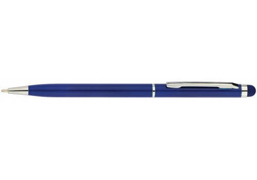 ручка кулькова металева economix stylus. корпус темно-синій, пише синім